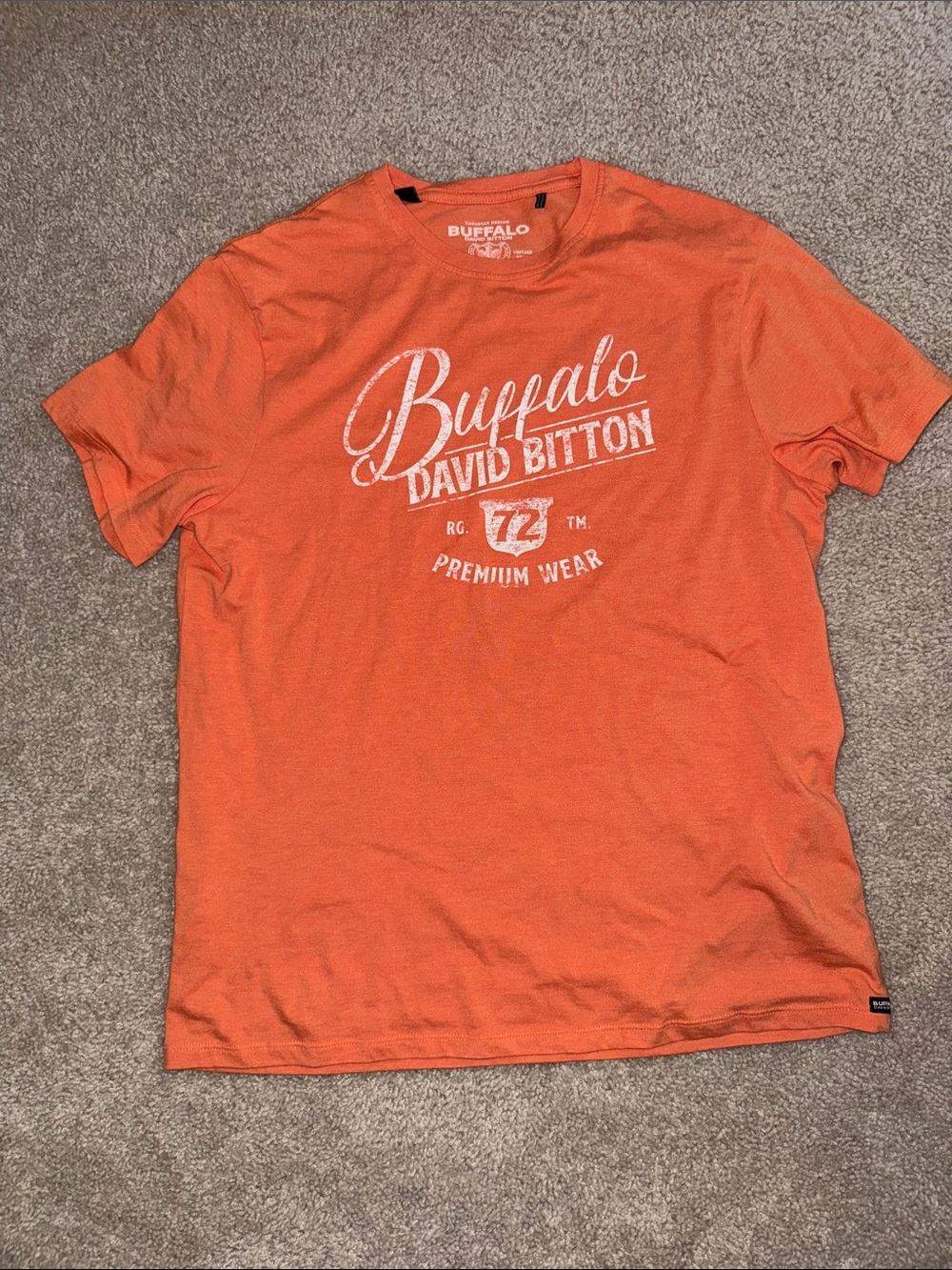 Buffalo David Bitton Orange Short Sleeve Logo Tee